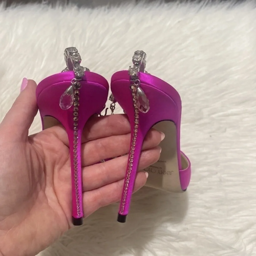 Jimmy Choo‎ Saeda Crystal ankle strap pointed toe pump size 39EU
